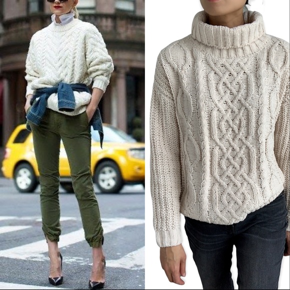 CABLE KNIT FISHERMAN SWEATER - ECRU - Picture 5 of 12